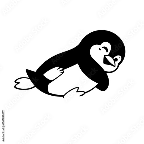 Penguin Belly Sliding Cartoon Silhouette