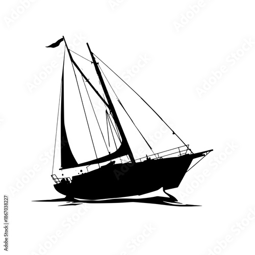 Wallpaper Mural Sailing Yacht Heeling at Sunset Silhouette Torontodigital.ca