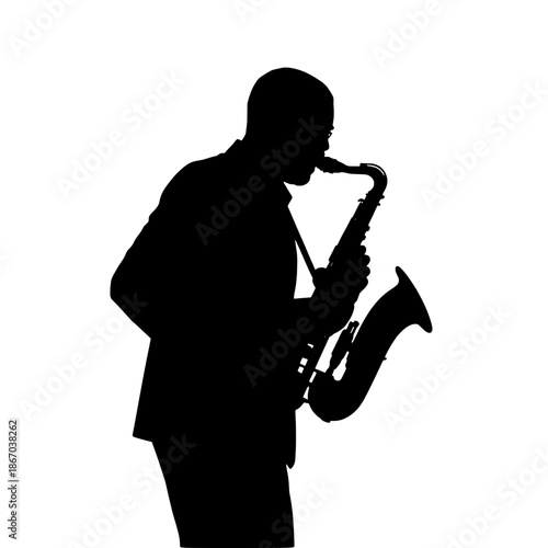 Saxophonist Silhouette Playing Jazz Solo