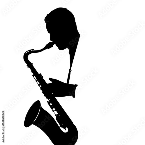 Saxophonist Silhouette Playing Jazz Solo