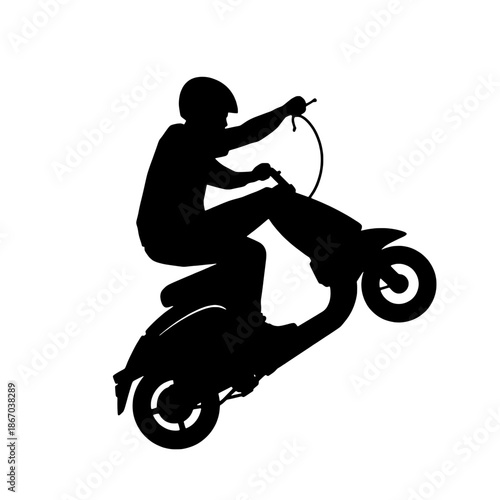 Scooter Wheelie Silhouette Icon