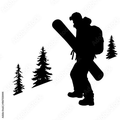 Snowboarder Backcountry Silhouette