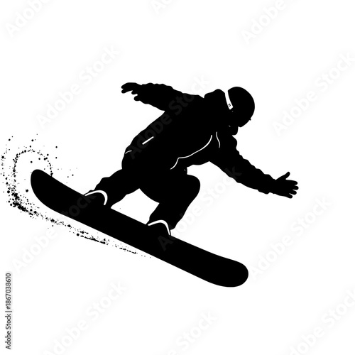 Snowboarder Silhouette Dynamic Carving Turn