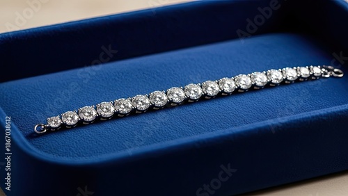 Diamond Tennis Bracelet in Blue Box.