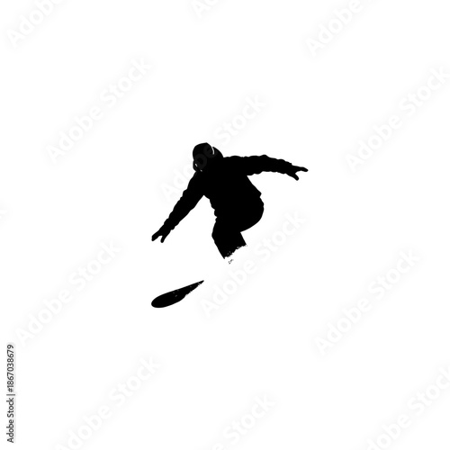 Snowboarder Silhouette Riding Powder Snow