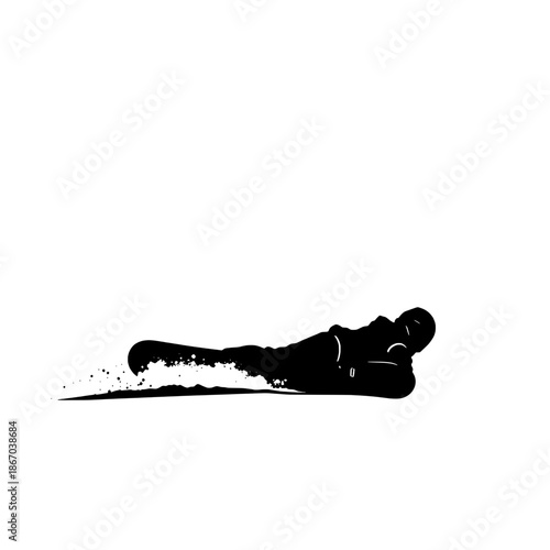 Snowboarder Silhouette Laying Down a Carve