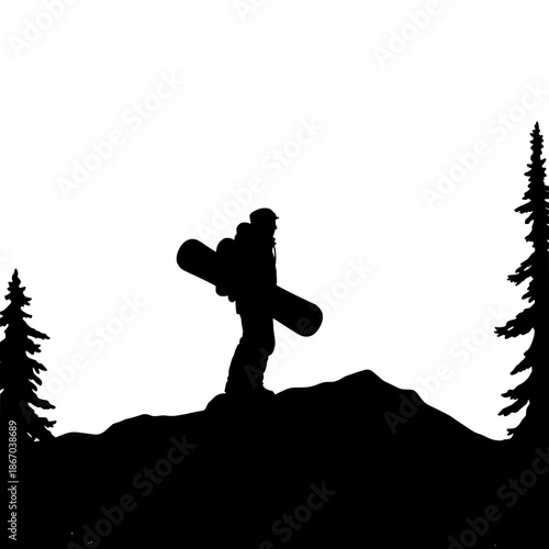 Snowboarder Sunset Silhouette