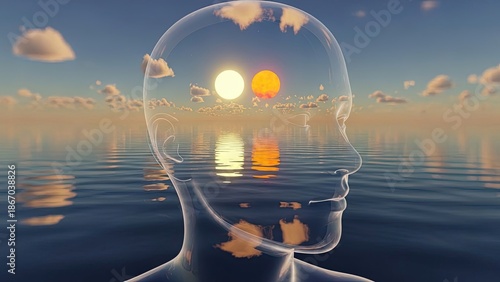 Double Exposure Human Head with Sky.
