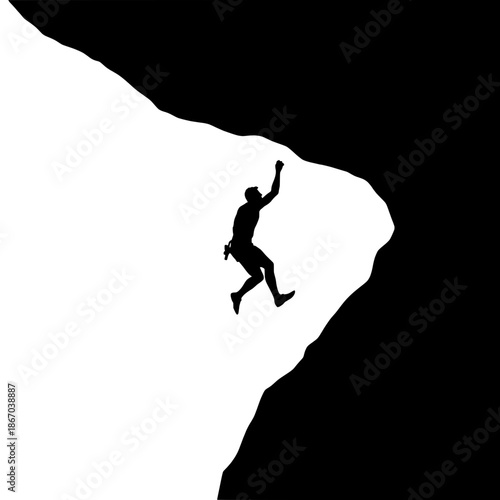 Abstract Rock Climber Silhouette on Overhang