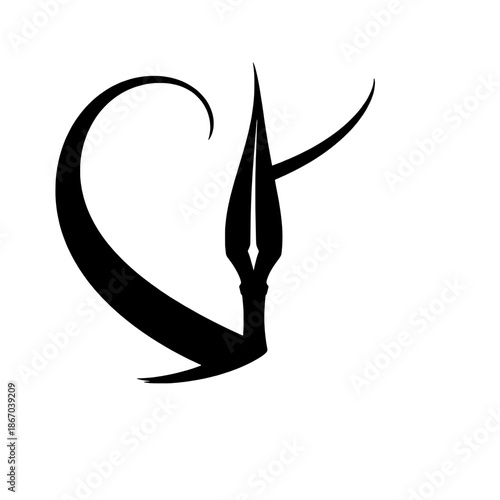 Calligraphy Nib Pen Silhouette Icon