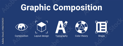 Graphic Composition web banner icon vector illustration concept for  with icon of Composition, Layout design, Typography.