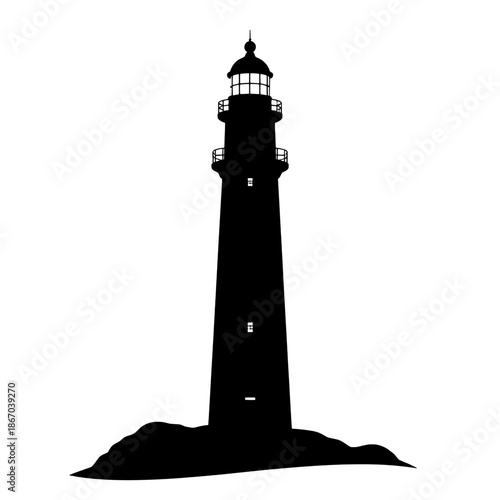 Coastal Lighthouse Beacon Silhouette