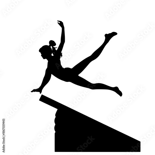 Female Parkour Athlete Vaulting Silhouette