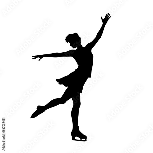 Figure Skater Spiral Pose Simple Silhouette