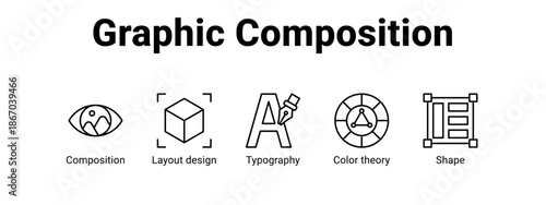 Graphic Composition web banner icon vector illustration concept for  with icon of Composition, Layout design, Typography.