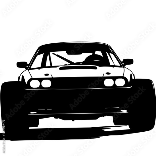Front View Race Car Drifting Silhouette