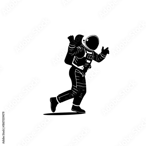 Funny Astronaut Moonwalking Silhouette Graphic