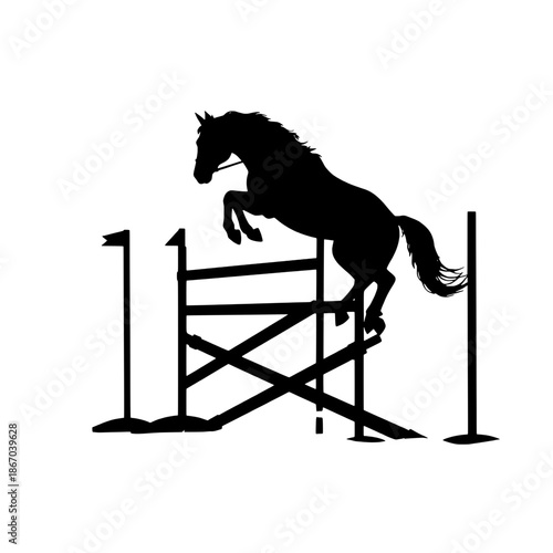 Horse Jumping Over Combination Obstacle Silhouette