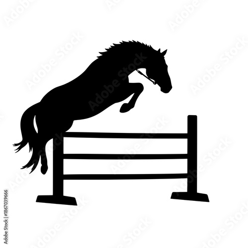 Horse Jumping Over Triple Bar Obstacle Silhouette