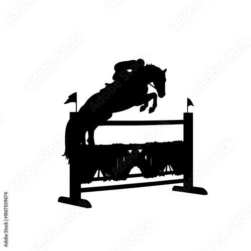 Horse Jumping Over Vertical Obstacle Silhouette