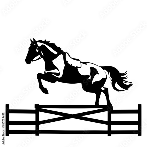 Horse Jumping Over Wall Obstacle Silhouette