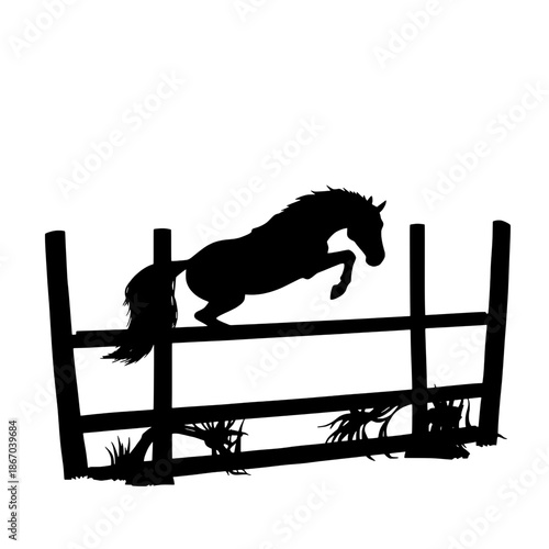 Horse Jumping Through Gate Obstacle Silhouette