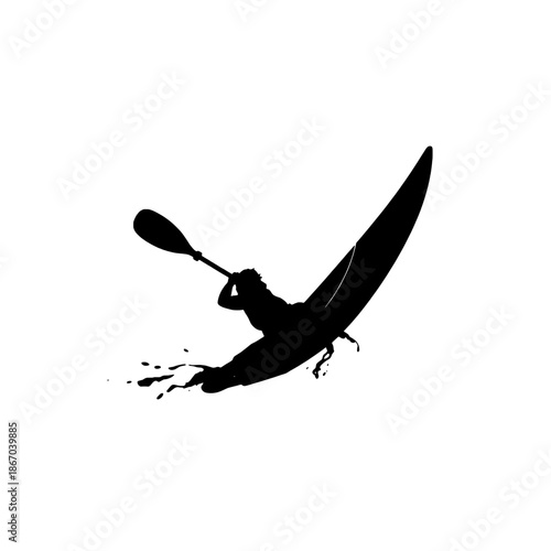 Kayaker Performing Roll Silhouette