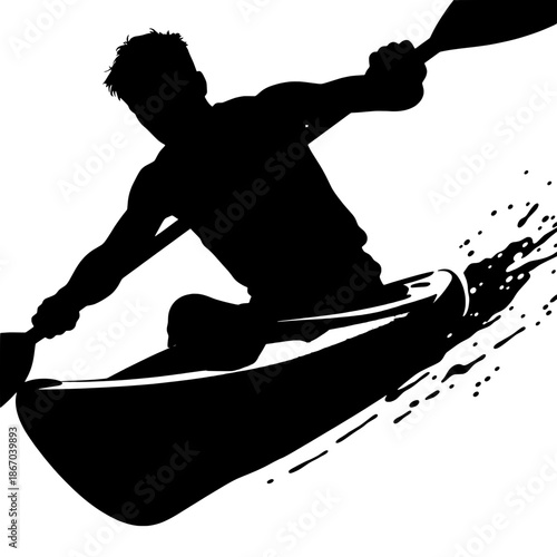 Kayaker Racing Silhouette