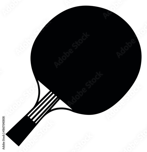 Silhouette illustration of a table tennis racket depicting sports equipment for games and recreation