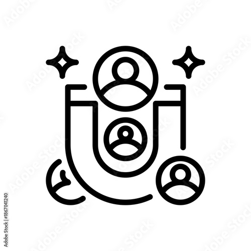 Lead Generation Line Icon, Outline Symbol for Sales Prospecting, Customer Acquisition, Database Building, Marketing Funnel, and Business Growth. Vector Sign Icon.