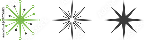 Set of decorative sparkle and starburst icons for celebration