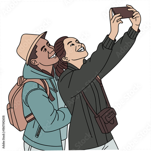 Travelers taking a selfie