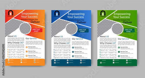 Innovative Strategy Concept, and Modern Creative Style,Modern Corporate Business Flyer Template with Clean Professional Design, Creative Layout, and Innovative Marketing Concept.