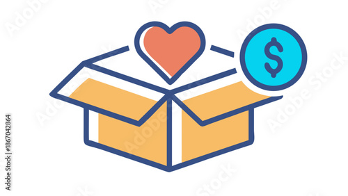 Gift box with heart and dollar sign