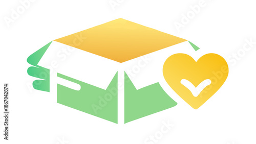 Hands holding a gift box with a heart