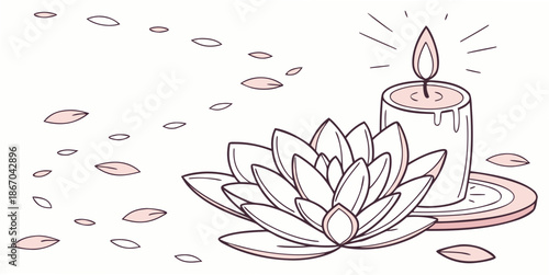 Serene candle and lotus illustration