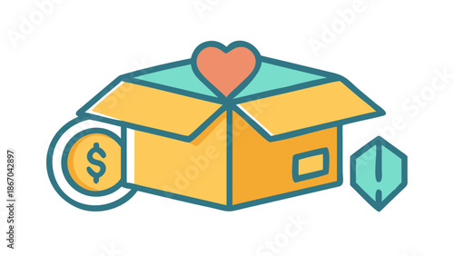 Gift box with heart and coin