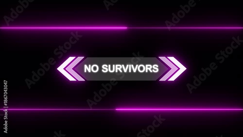 Animation of HUD elements with text No Survivors. Animate a white callous for text. HUD elements on black background. Futuristic callout titles. Virtual sci fi textbox for HUD.