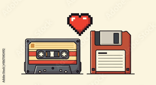Old PC hardware icon illustration