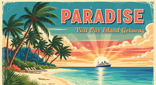 Paradise vacation poster illustration
