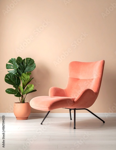 Coral armchair in a modern room
