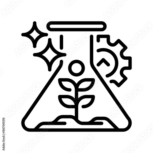Bioengineering Line Icon, Outline Symbol for Genetic Modification, Plant Research, Lab Cultivation, Biotechnology Growth, and Scientific Innovation. Vector Sign Icon.