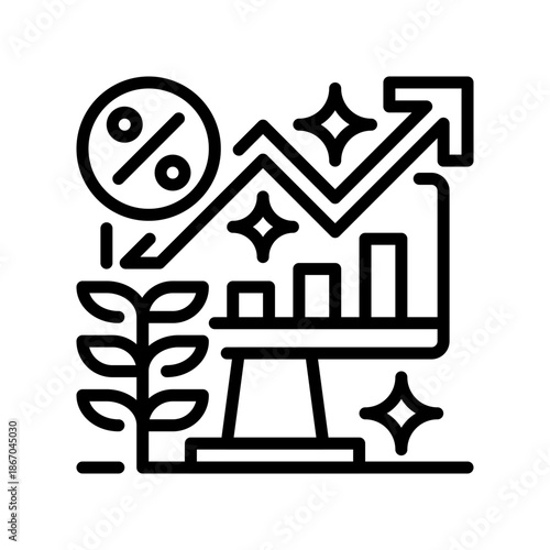 Yield Monitor Line Icon, Outline Symbol for Harvest Calculation, Production Statistics, Profit Estimation, Crop Measurement, and Output Analysis. Vector Sign Icon.