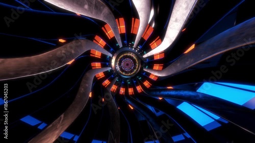 3D animation of engine blade rotation