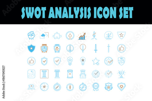 SWOT analysis strategy planning chart with strengths, weaknesses, opportunities, threats vector illustration