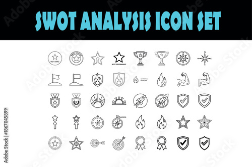 SWOT analysis diagram with strengths, weaknesses, opportunities, threats flat design vector illustration