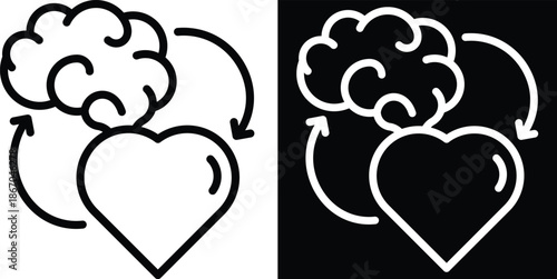 emotional intelligence Two-tone version in black and white background