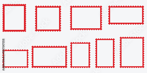 Postage stamp red vector frames, clip art modern postmark clip art collection