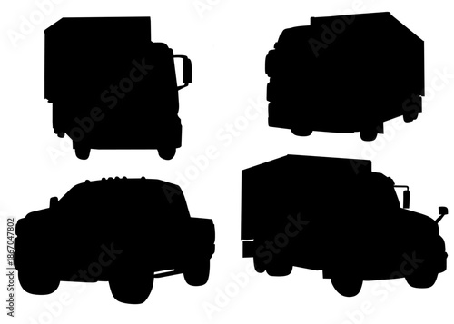 Commercial Vehicles Silhouette in Minimalist Vector Style for Transportation Design