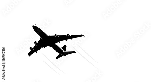 Silhouette of Airplane Flying in Sky.